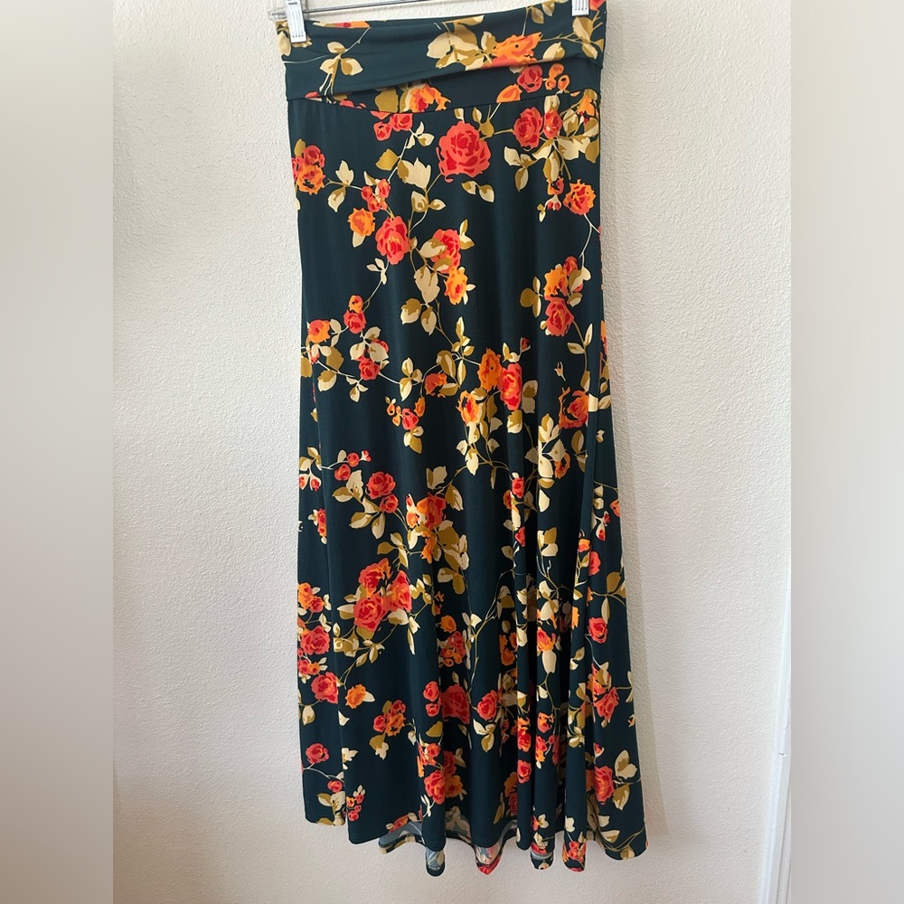 LuLaRoe Dark Green and Yellow Floral Dress